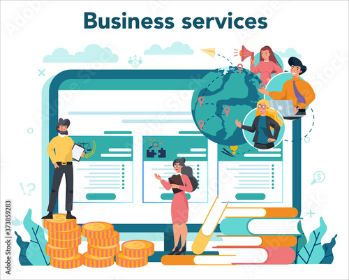 Enterpreneur online service or platform. Idea of lucrative business,