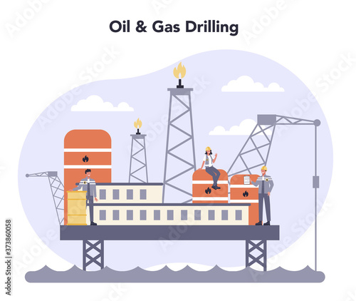 Oil and gas industry concept. Fuel factory, barrel with diesel.