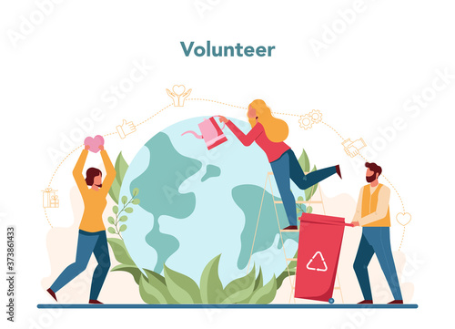 Volunteer. Charity community support people, donate clothes