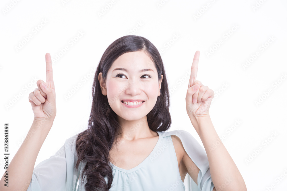 指差しをする女性 指差しをする女性