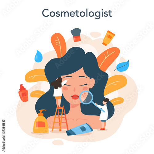 Cosmetologist concept, skin care and treatment. Young woman