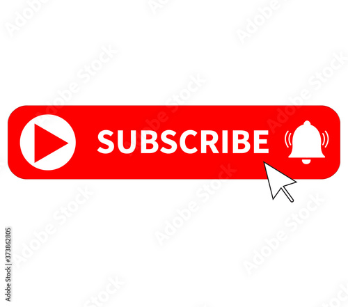 red button subscribe of channel on white background. subscribe button sign. subscribe button for social media symbol. subscribe to video channel, blog and newsletter. flat style