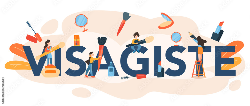 Visagiste typographic header. Beauty center service concept. Visagiste typographic header. Beauty center service concept.