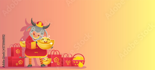 Chinese New Year 2021. New years background. Greeting cards. Banner for Chinese new year. Year of the ox. Space for text or letters. Buy and sell products. Gift voucher. New Year's time concept.
