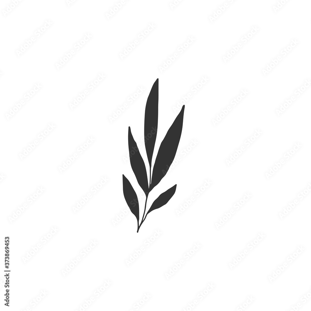 Vector simple floral icon. Hand drawn leaves. Vector simple floral icon. Hand drawn leaves.