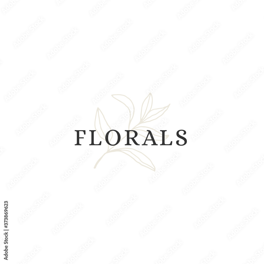 A branch with leaves. Vector hand drawn floral logo template. A branch with leaves. Vector hand drawn floral logo template.