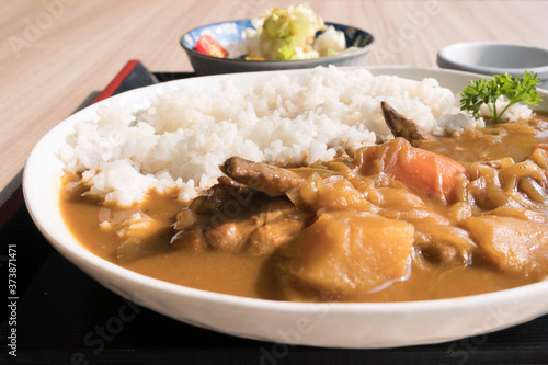 Japanese Chicken Curry With Rice And Potato.