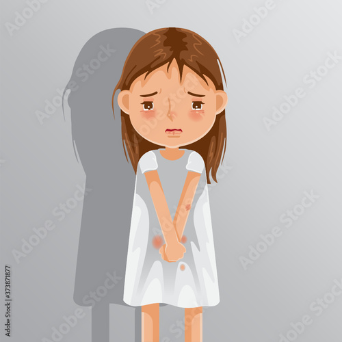 child abuse girl. Crying little girl. sad girl. The child cried and was attacked and bullied. Stop family violence. Human trafficking concept. Children's health problems. Child abuse problems.