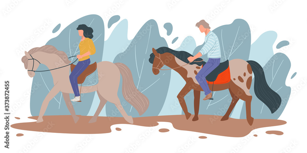 Horse racing, people leading active lifestyle sitting horseback