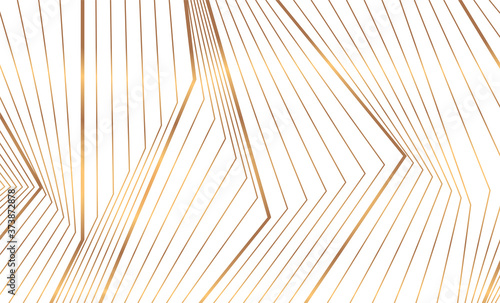 Abstract golden 3d lines refraction geometric minimal background. Vector art deco luxury design
