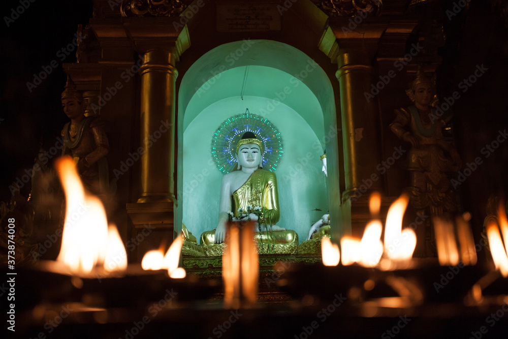 Buddha statue at Shwedagon Pagoda, Yangon, Myanmar