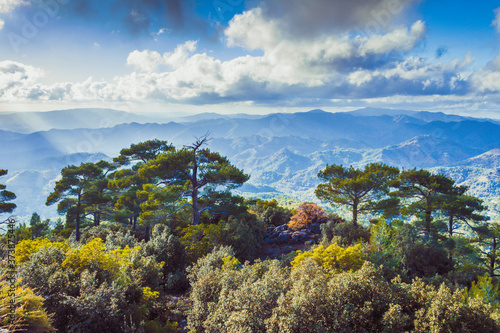 Pano Platres landscape in Troodos mountains, Cyprus photo