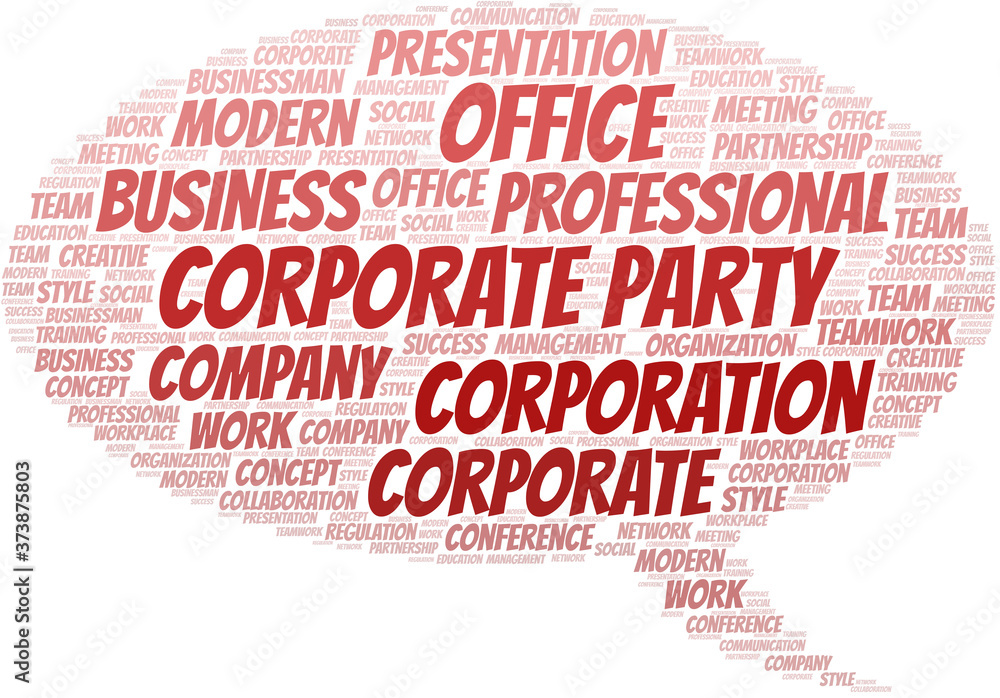 Corporate Party vector word cloud, made with text only.