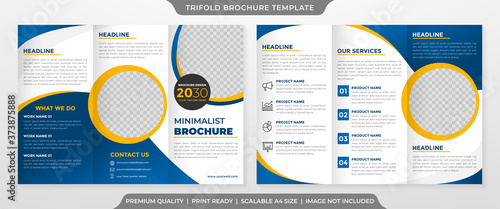 trifold brochure template design with modern style and minimalist layout concept photo