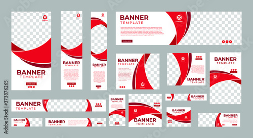 set of creative web banners of standard size with a place for photos. Business ad banner. Vertical, horizontal and square template. vector illustration EPS 10