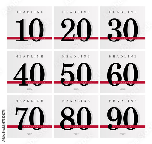 Anniversary banner template, set of journal cover design template, jubilee release, business birthday poster, vector illustration