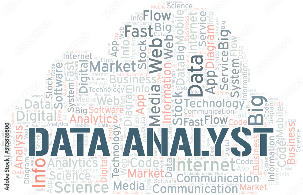 Obraz premium Data Analyst vector word cloud, made with text only.