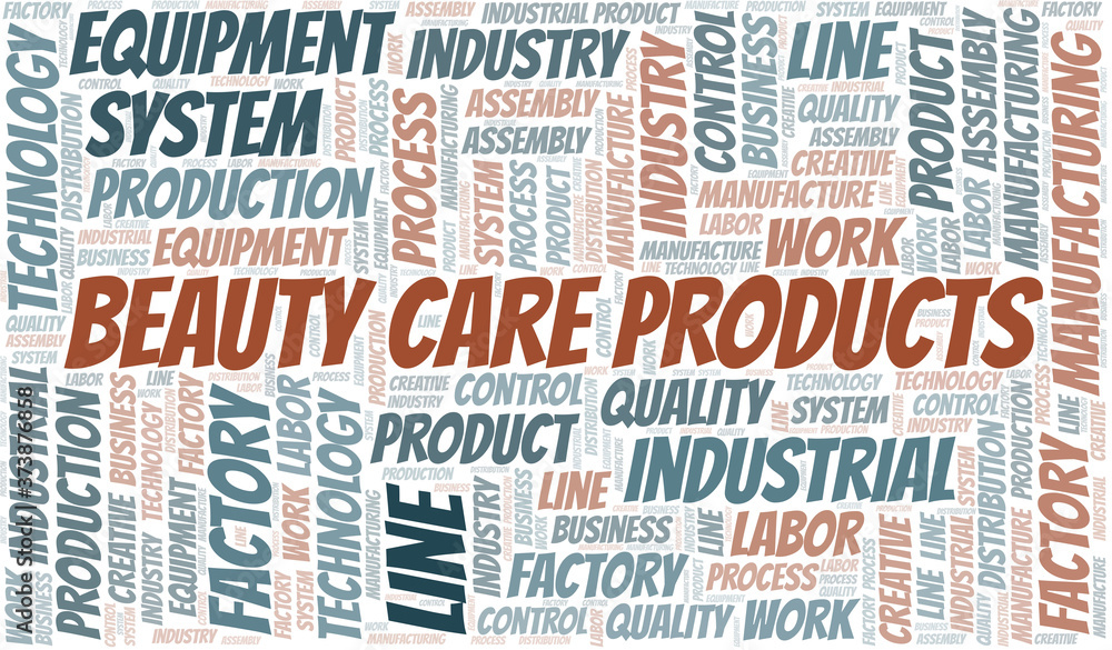 Beauty Care Products word cloud create with text only.
