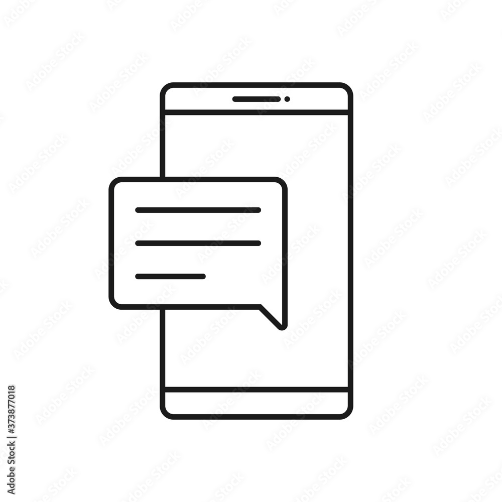 Message mobile phone line icon. Sms symbol, logo, smartphone app. Vector illustration Message mobile phone line icon. Sms symbol, logo, smartphone app. Vector illustration