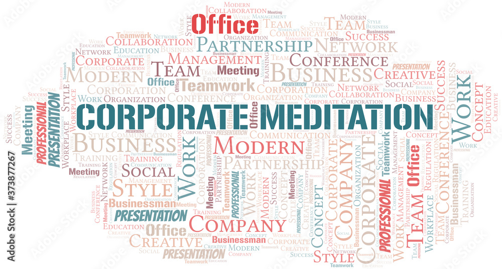 Fototapeta premium Corporate Meditation vector word cloud, made with text only.