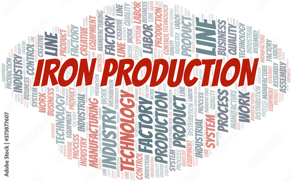 Fototapeta premium Iron Production word cloud create with text only.
