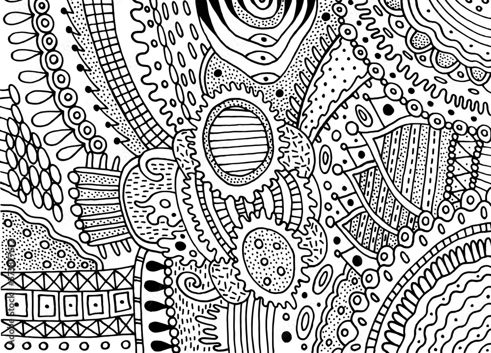 Boho doodle pattern for coloring book for adults. Coloring page