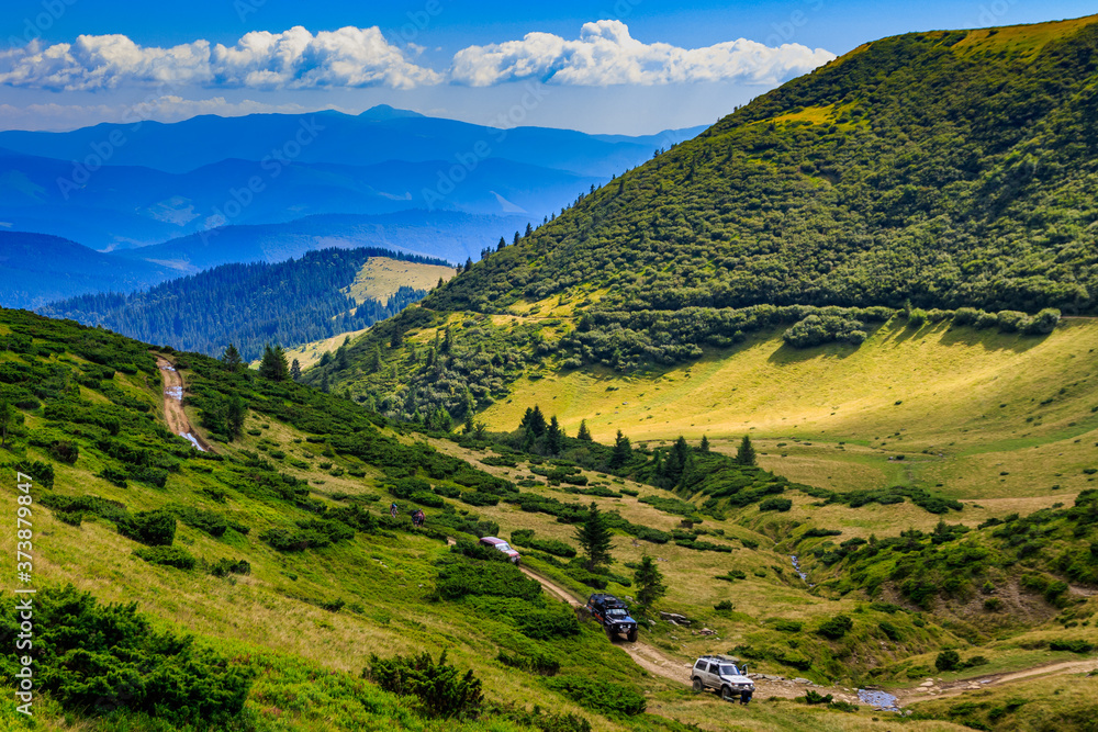 Off-road cars among the Carpathians