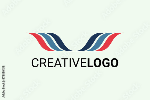 Wave Vector Logo forming horns or wings with initials 