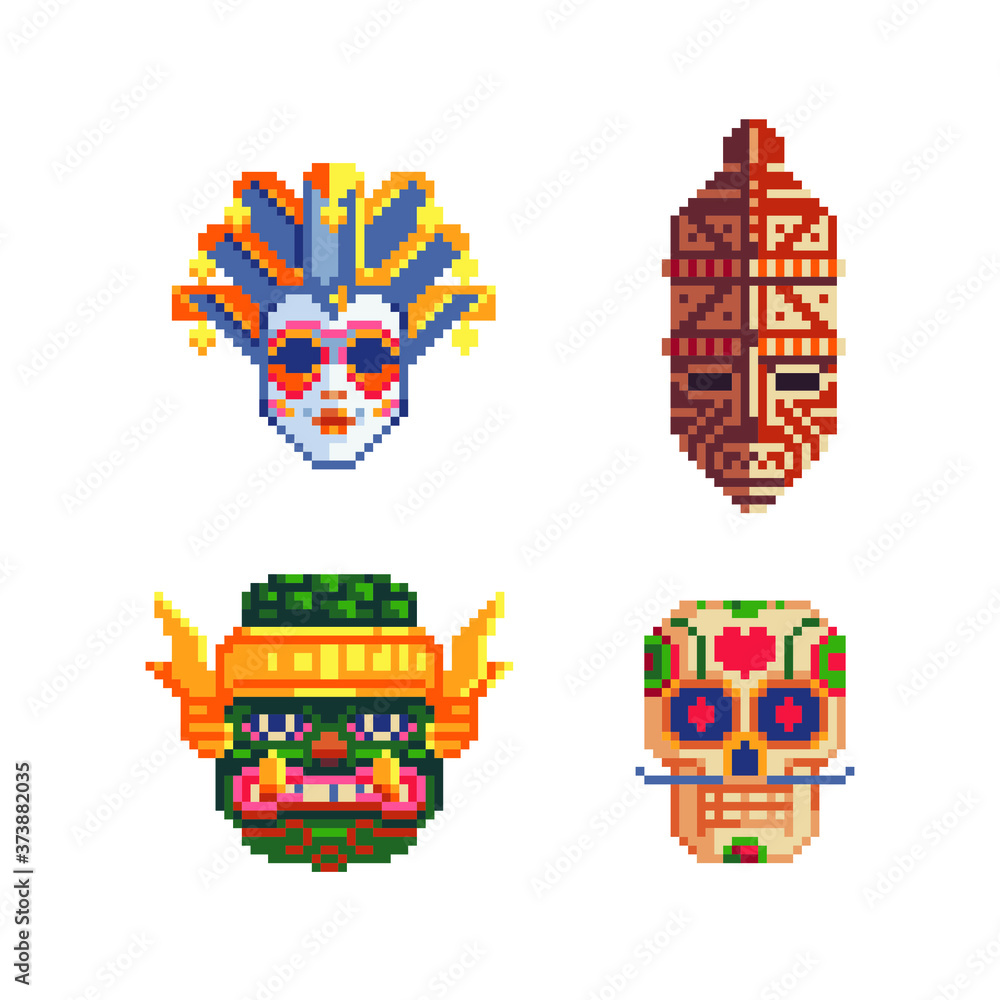 Culture masks. African Ethnic Tribal mask, carnival, ravana giant head
