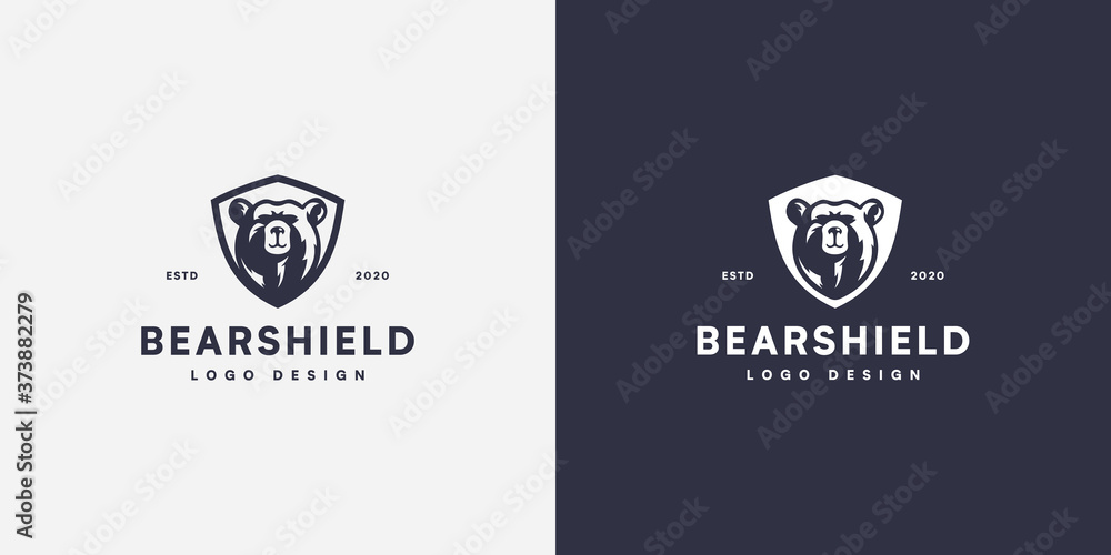 bear shield head logo vector