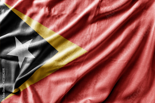 Waving detailed national country flag of East Timor
