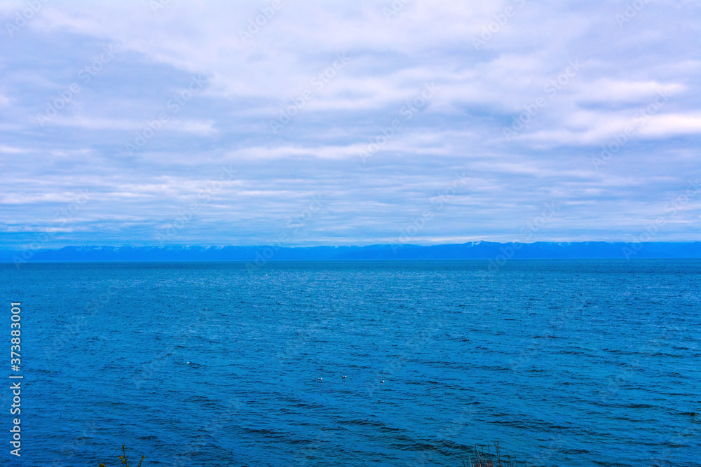 view of lake Baikal on a cloudy day