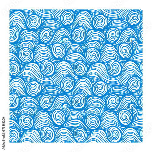 Seamless pattern with twisted lines waves. Design for backdrops and colouring book with sea, rivers or water texture.