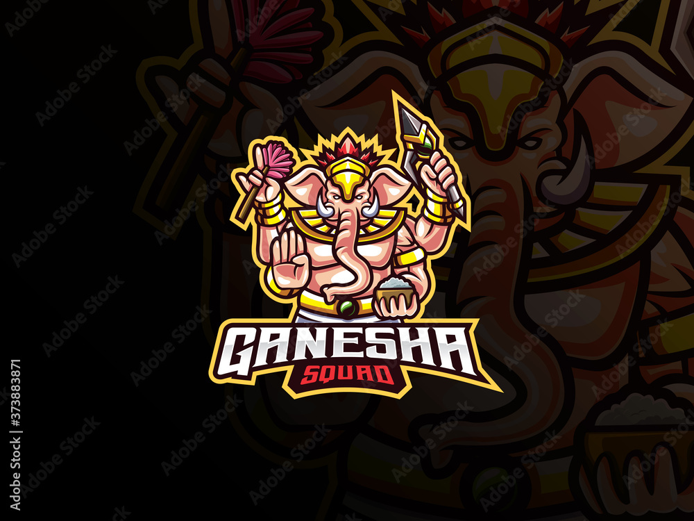 Ganesha mascot esport logo design Ganesha mascot esport logo design