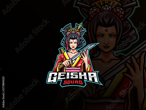 Geisha mascot esport logo design