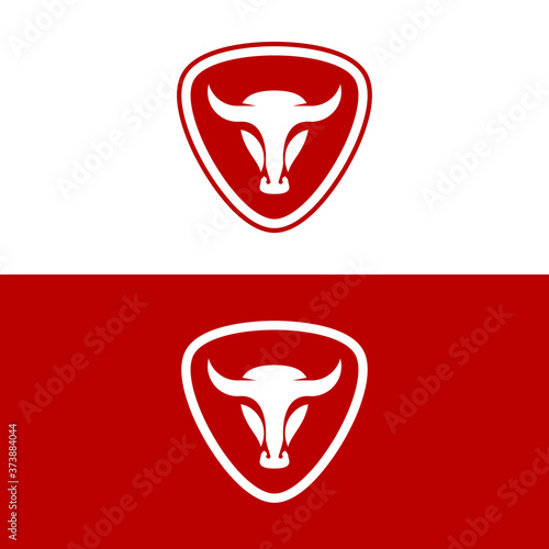 buffalo emblem red color vector eps