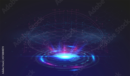 Futuristic modern HUD interface screen design. Abstract futuristic UI on blue background. Abstract vector background. Abstract technology design innovation concept background.