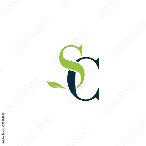 SC nature letter logo design vector template