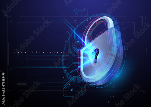 Lock in futuristic style. Protection Business Concept. future technology template. Safety data concept vector illustration. Fututistic HUD background.
