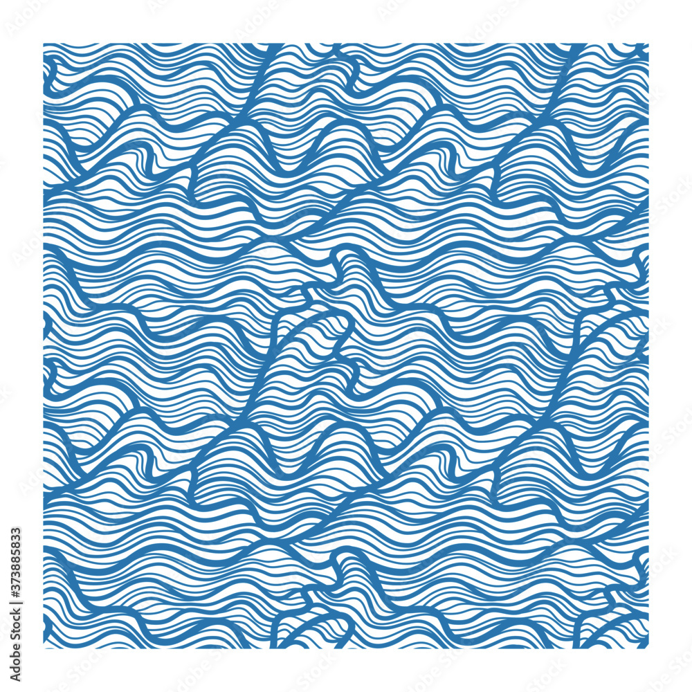 Seamless pattern with blue linear waves. Seamless pattern with blue linear waves.