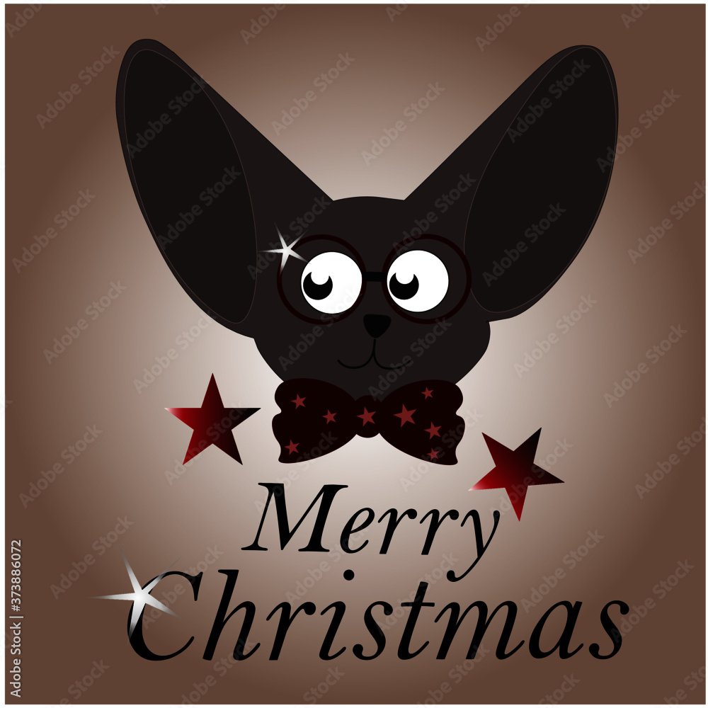 Vector illustration of a Christmas mouse decorating with winter details like red stars and a winter bow tie on beige background Vector illustration of a Christmas mouse decorating with winter details like red stars and a winter bow tie on beige background