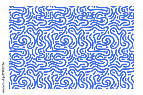 Seamless pattern of blue lines of scrawl.