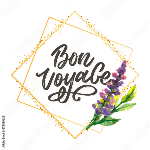Bon Voyage Hand Lettering Vector Calligraphy Travel