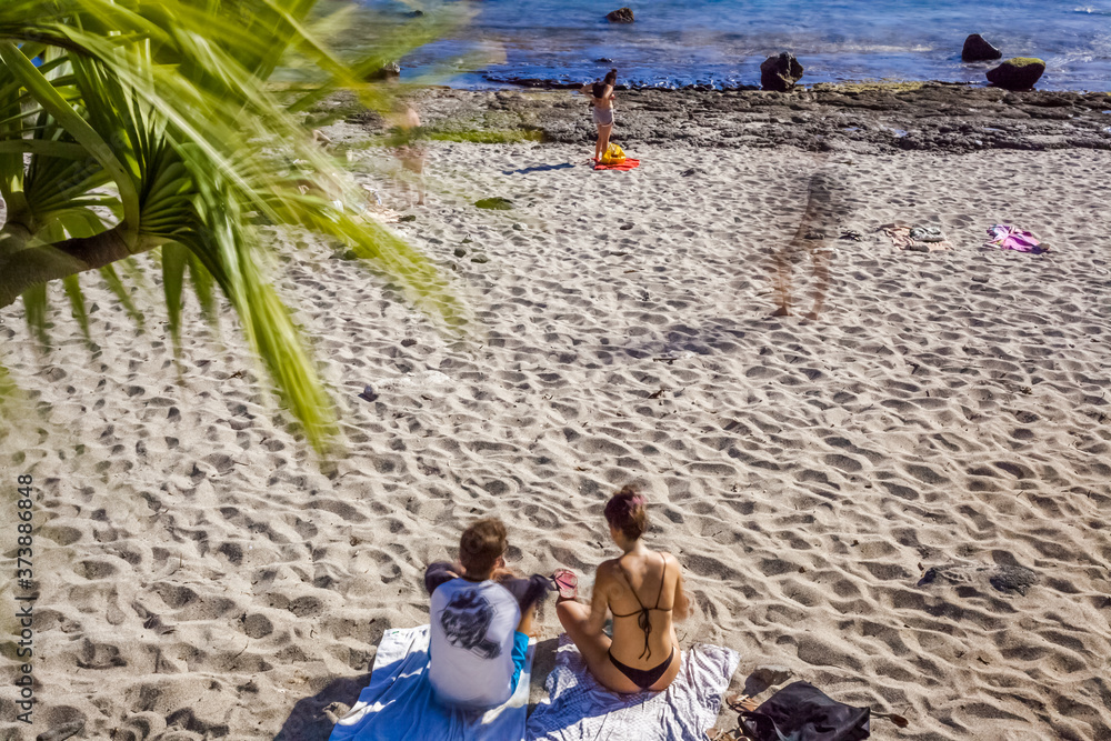 people on the beach, Grand’Anse, Reunion island people on the beach, Grand’Anse, Reunion island