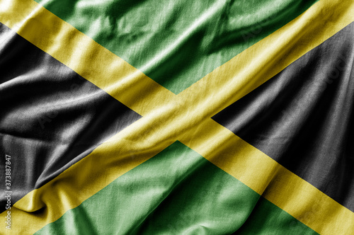 Waving detailed national country flag of Jamaica