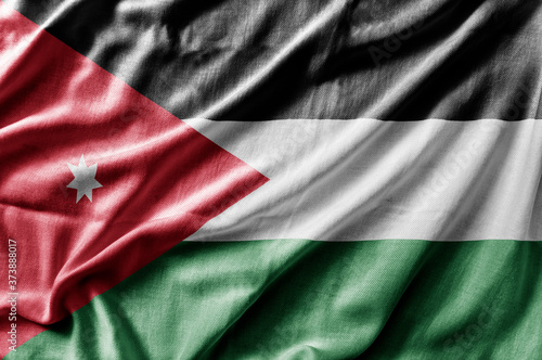 Waving detailed national country flag of Jordan