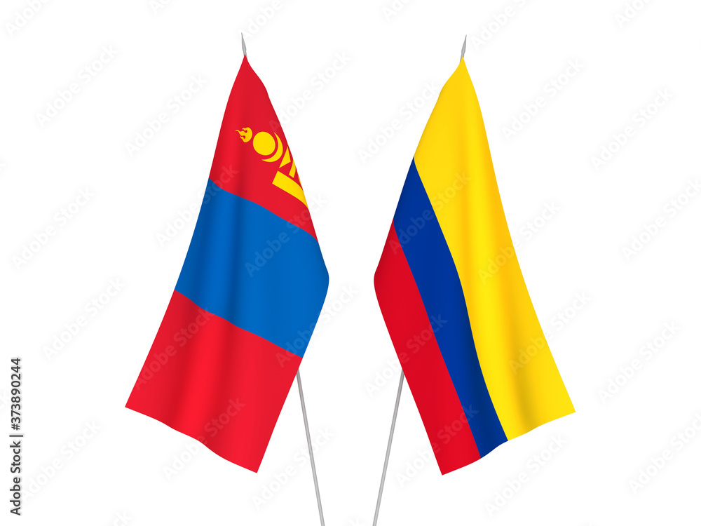 Colombia and Mongolia flags Colombia and Mongolia flags