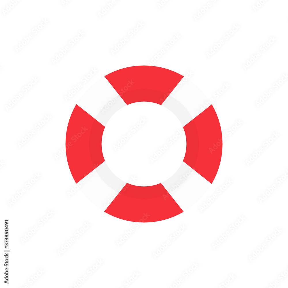 Red and white swimming rubber ring. Floating lifebuoy vector isolated on white. Summer sea vacation buoy illustration. Red and white swimming rubber ring. Floating lifebuoy vector isolated on white. Summer sea vacation buoy illustration.