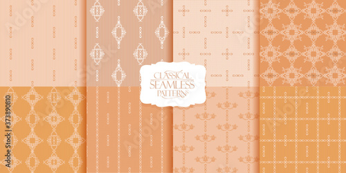 Set of 8 seamless patterns with classical and floral ornaments © LP Design