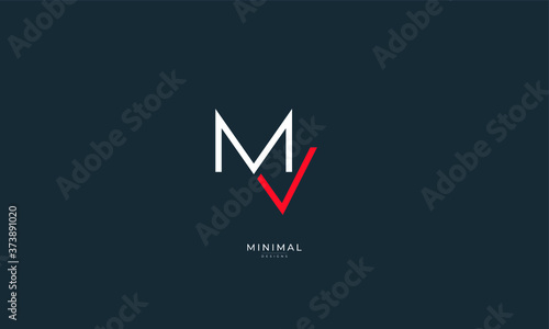 Alphabet letter icon logo MV